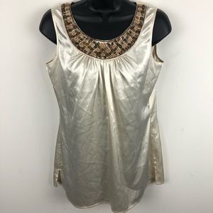 CHICOS SHIRT‎ TOP BLOUSE SATIN BROWN 0 SMALL